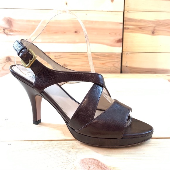 Prada brown leather cris cross platform sandals 40 - Picture 2 of 14